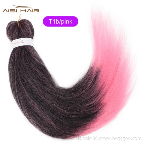 Aisi Hair High Quality Cheap Price Ombre Color Jumbo Fiber For Women Pre Stretched Synthetic Crochet Braiding Hair Extensions